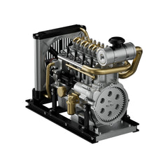 TECHING All-Metal OHV Inline Four-cylinder Diesel Engine Model DIY Assembly Mechanical Craft Gift