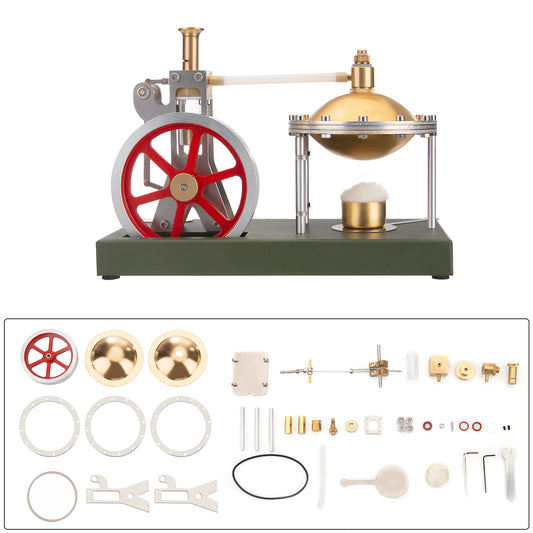 ENJOMOR DIY Assembly Vertical Steam Engine Kit Model with Spherical Boiler Support and Additional Load