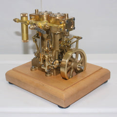 M30 3.7CC Mini Retro Vertical Double-cylinder Reciprocating Double-acting Steam Engine Model Toys with Speed Reducer