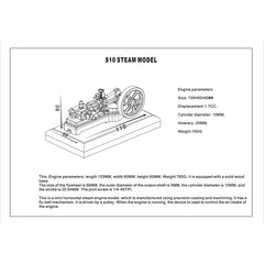 S10 1.7CC Mini Retro Horizontal Single-cylinder Reciprocating Double-acting Mill Steam Engine Model Toys with Speed Reducer