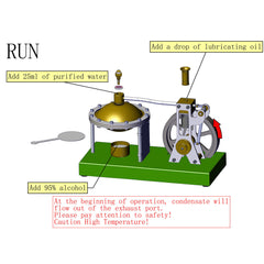 ENJOMOR DIY Assembly Vertical Steam Engine Kit Model with Spherical Boiler Support and Additional Load