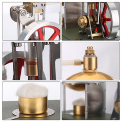 ENJOMOR DIY Assembly Vertical Steam Engine Kit Model with Spherical Boiler Support and Additional Load